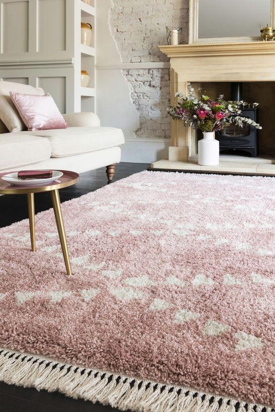 Pink shag rug
