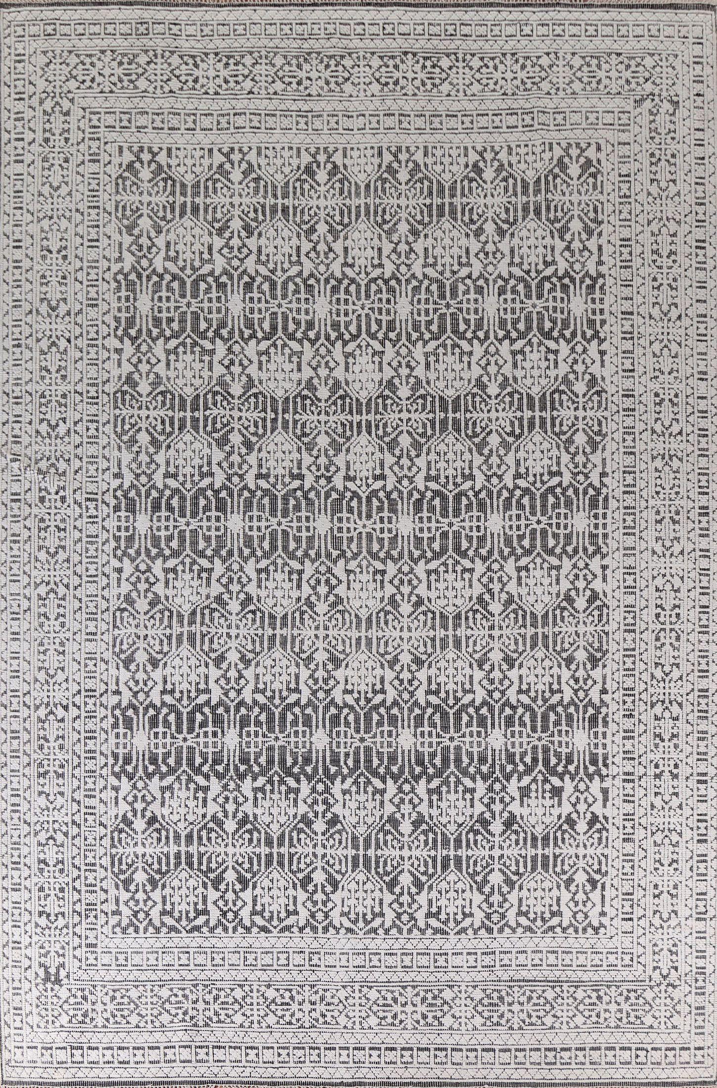 Moroccan Black White Black & Ivory Modern Moroccan Large Area Rug 10x14