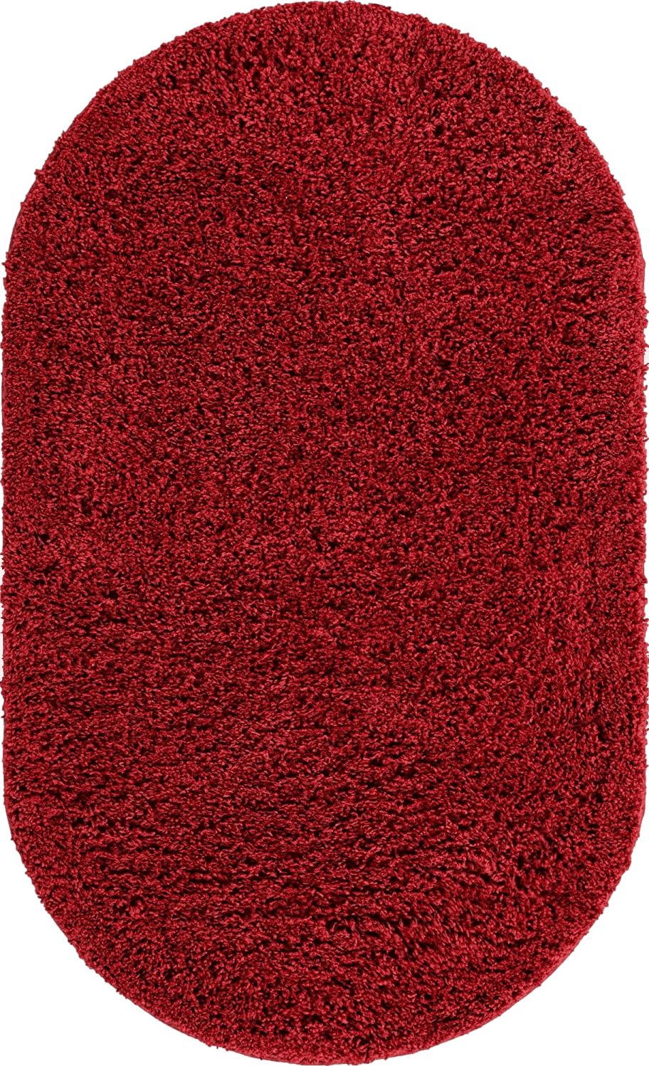 Fluffy Red Everyday Shag Rug Red 3x5 Oval