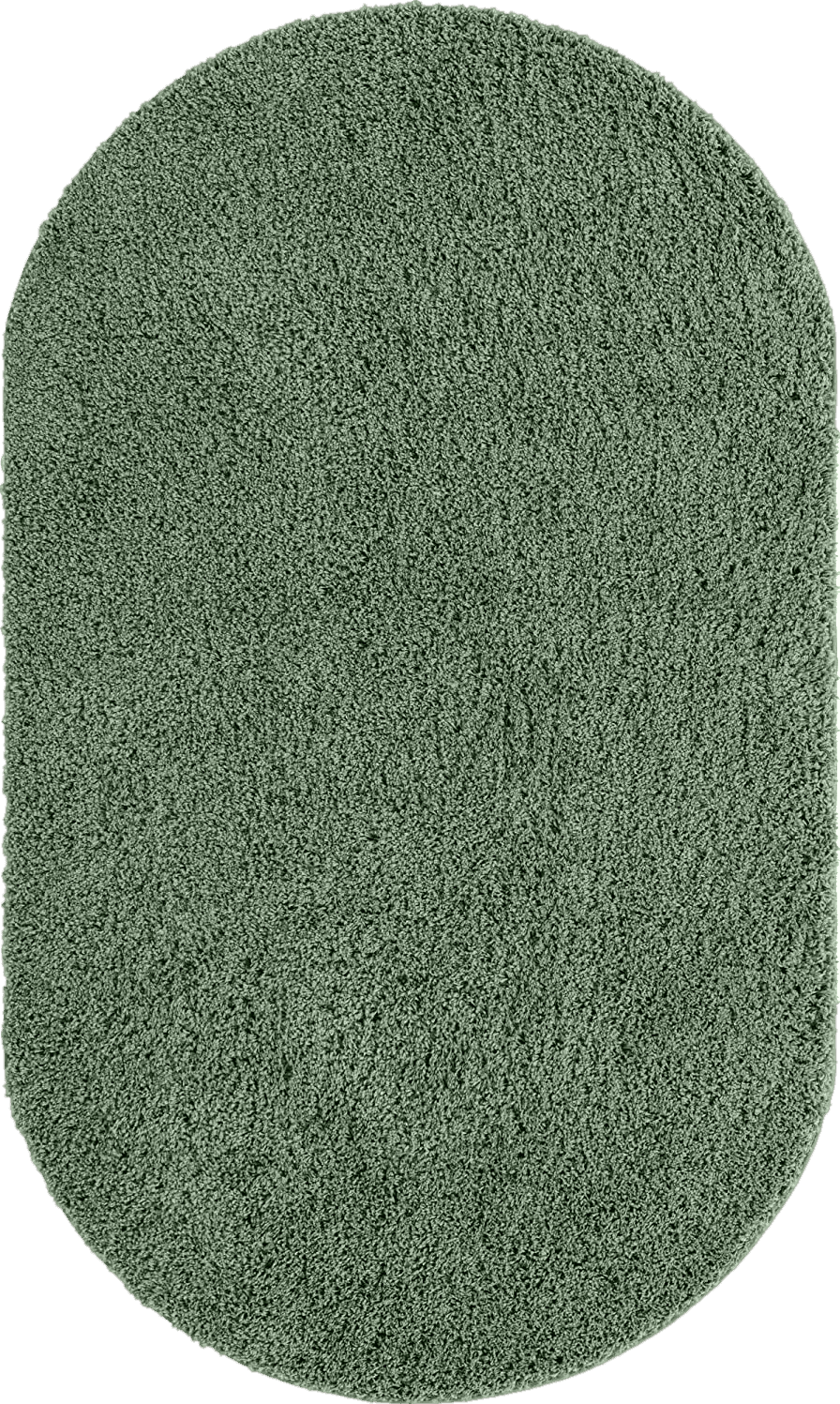 Fluffy Green 5x8 Oval Green fluffy rug