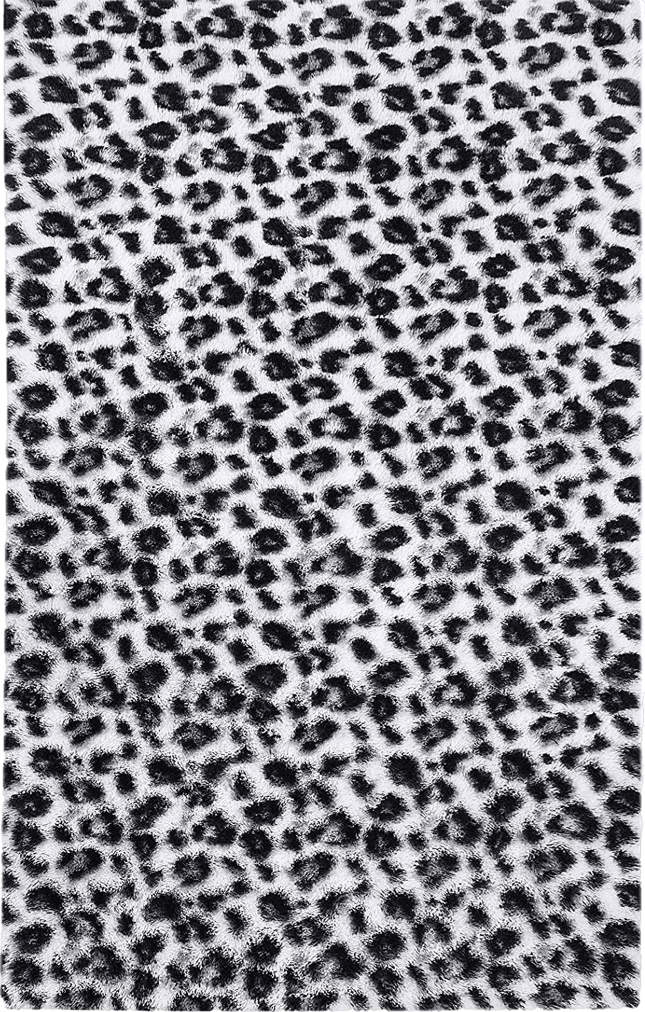 Fluffy 4x6 Fluffy Leopard Print Rug 4x6 Feet