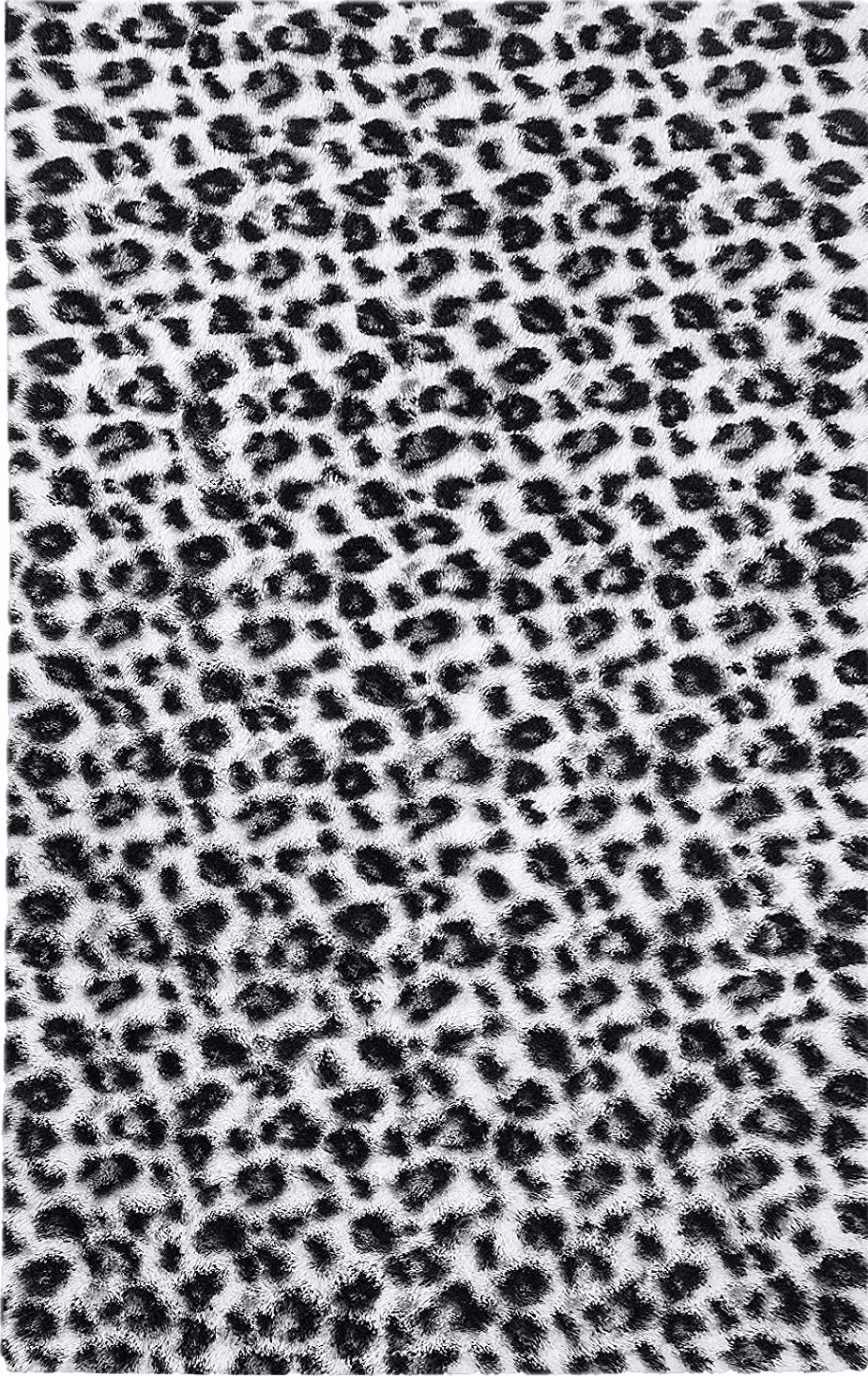 Fluffy Leopard Print Rug 3x5 Feet