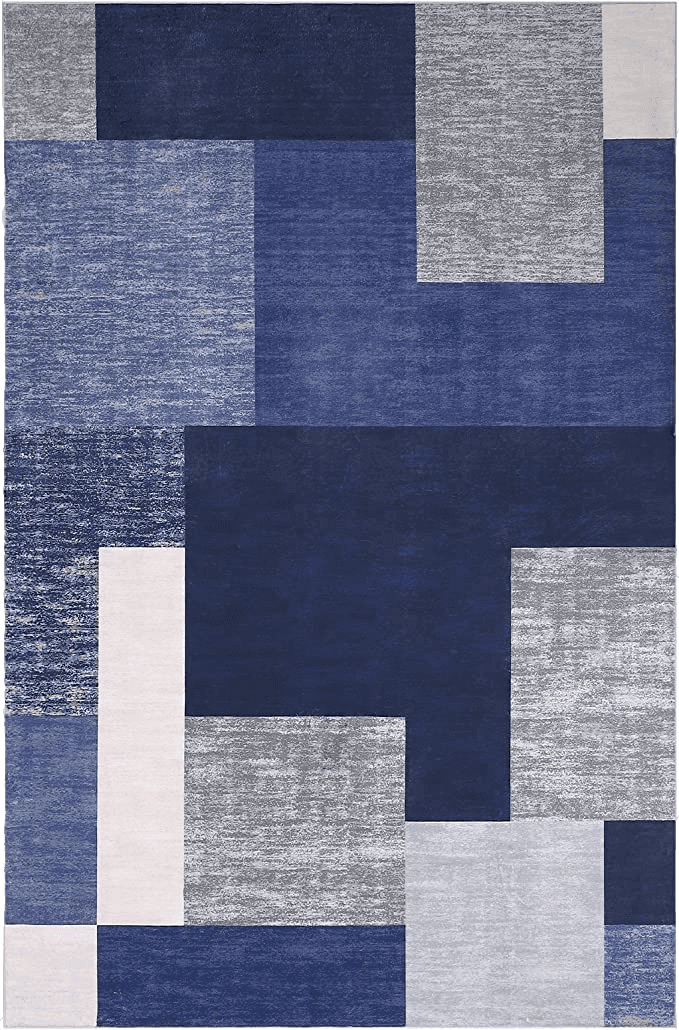 Geometric Blue RUGSREAL Contemporary Area Rug