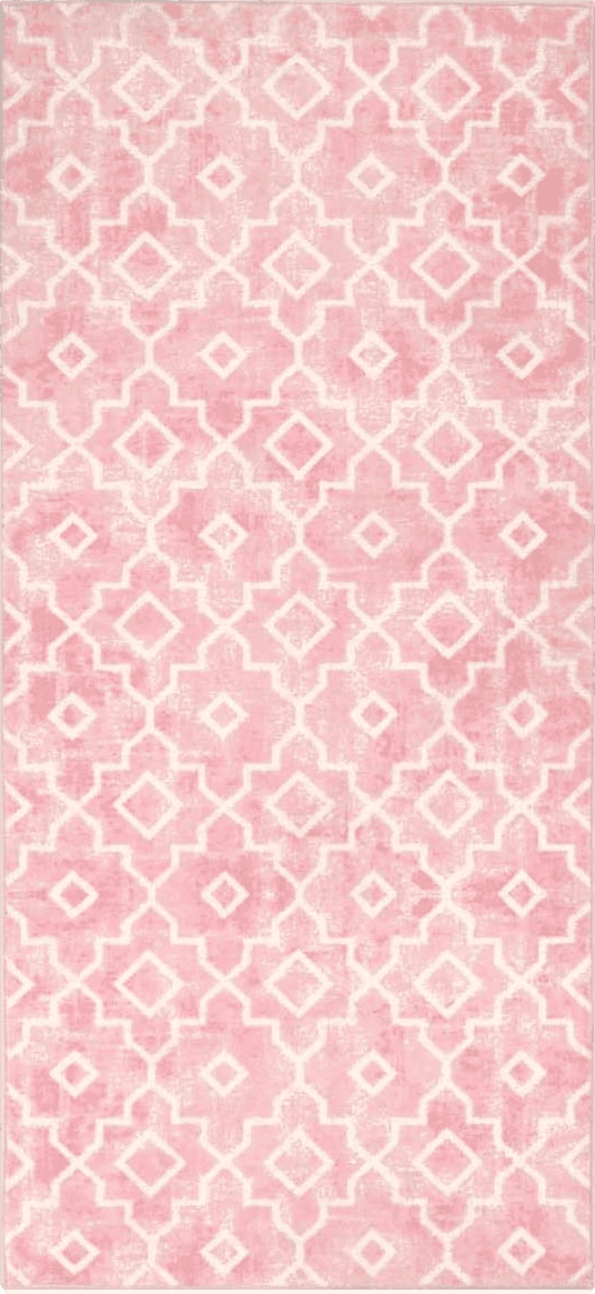 Bohemian Pink Pink Bathroom Runner Rug