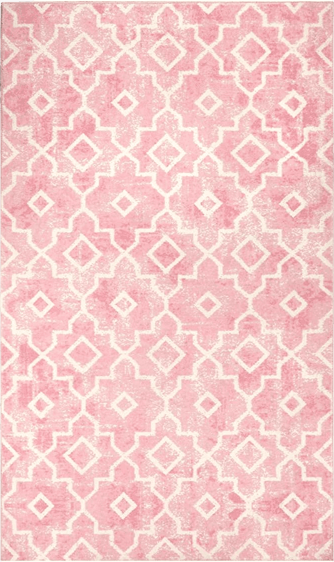 Geometric Pink Nursery Rug Pink Non-Slip