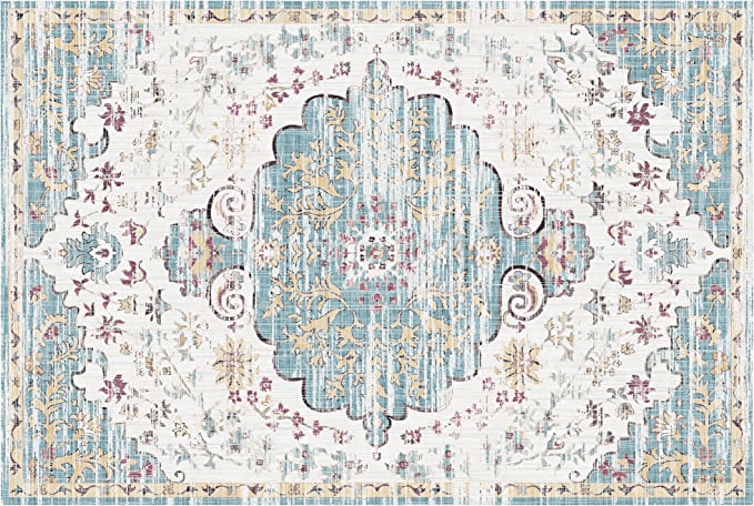 Vintage Pajata Light Blue and White Vintage 2X3 Area Rug