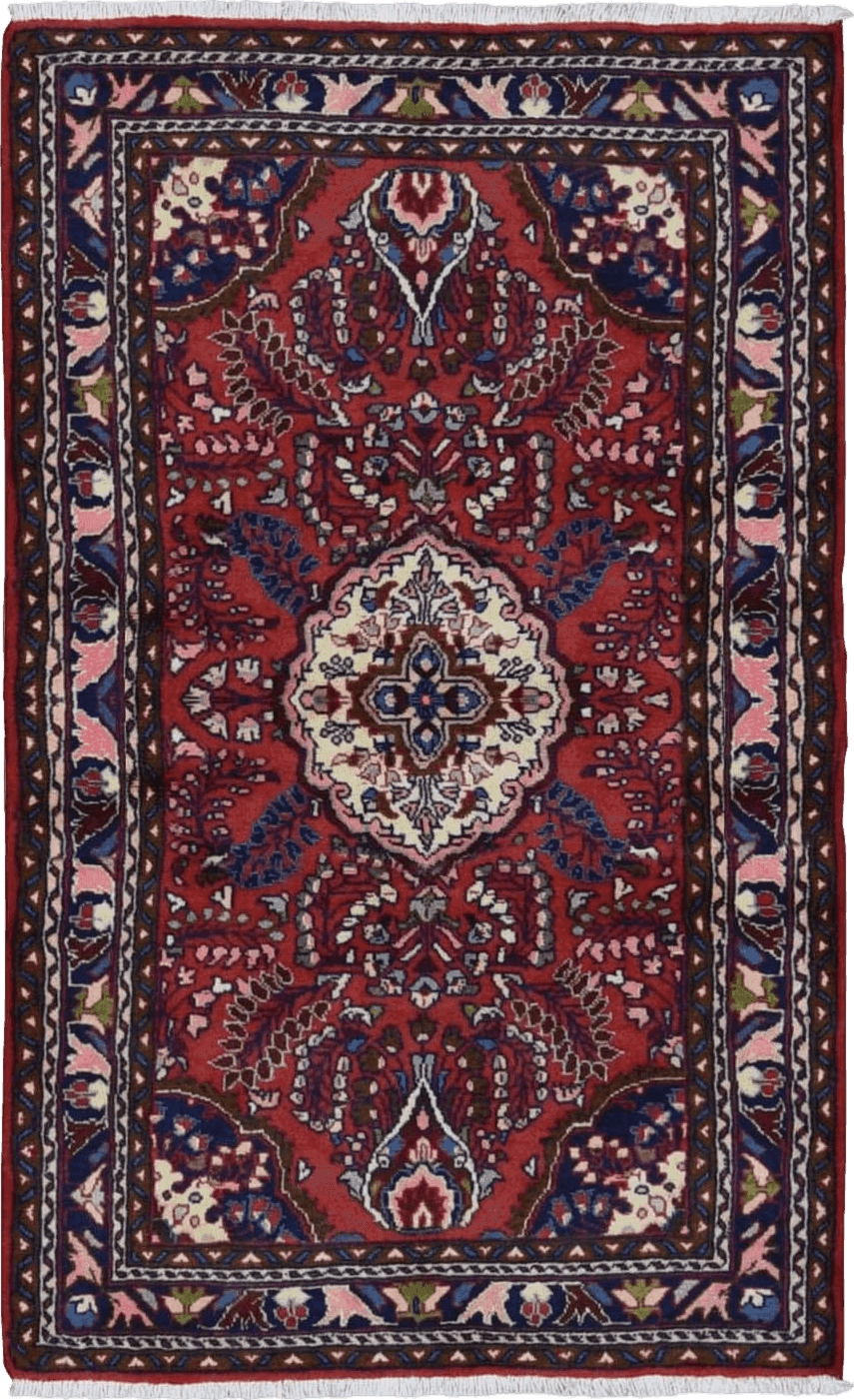 Bohemian Red New Farsian Pure Wool Hand Knotted Bohemian Rug