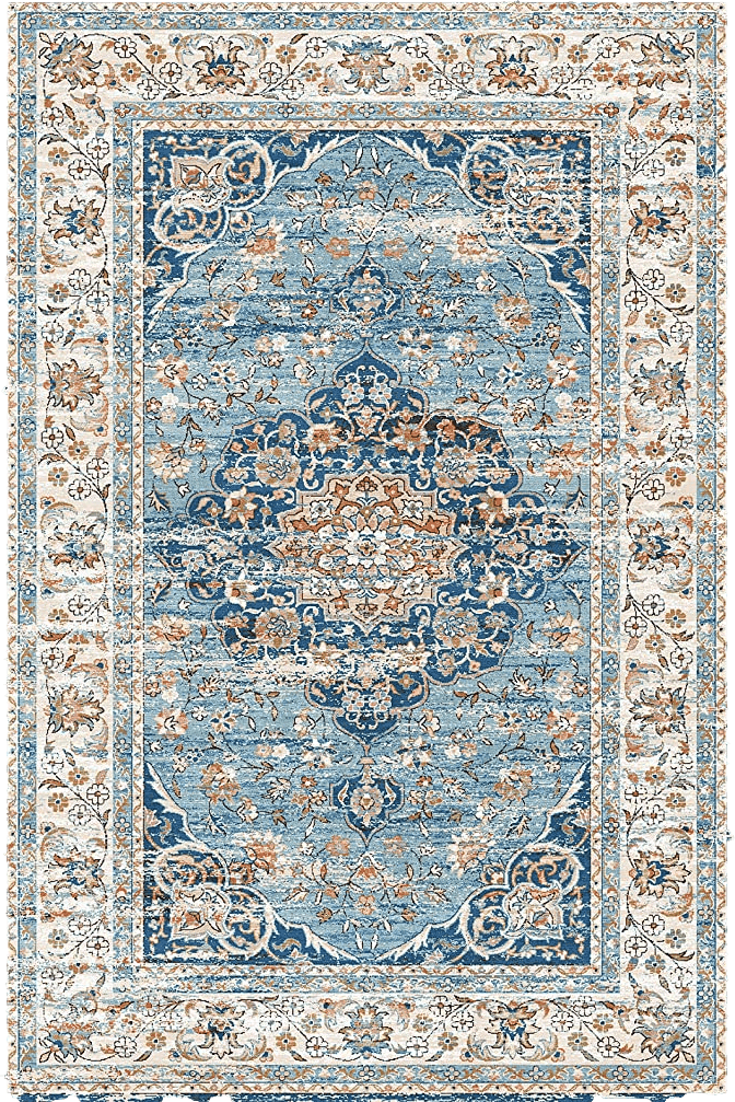 Area Blue 8x10 VK Living Washable Rug