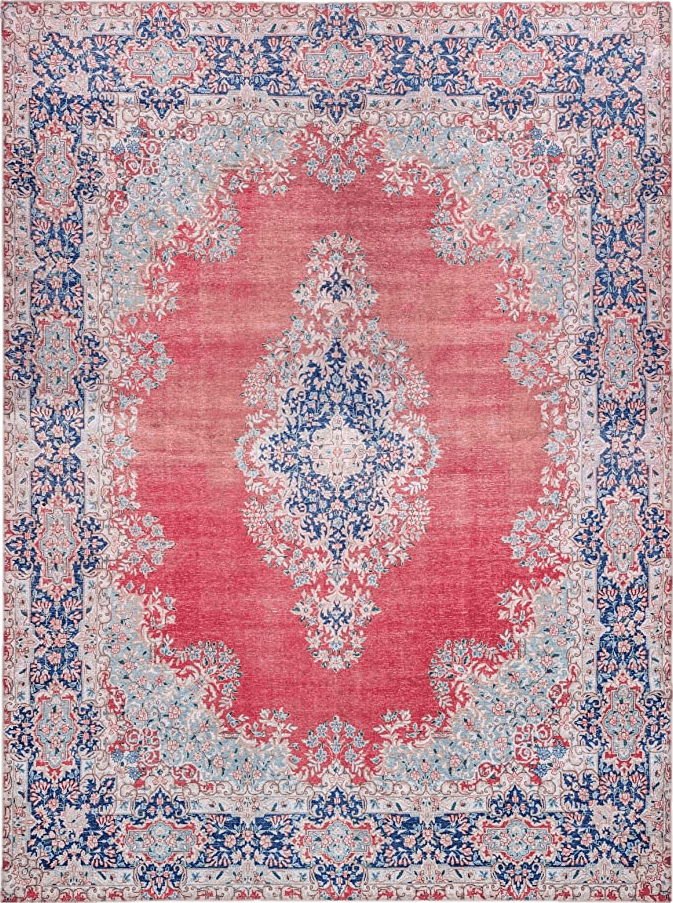 Bohemian Red Large Washable Rug Indoor,