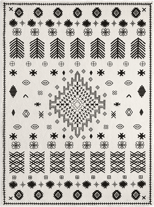Bohemian Black White YIHOUSE Faux Wool Collection 9'x12' Area Rugs