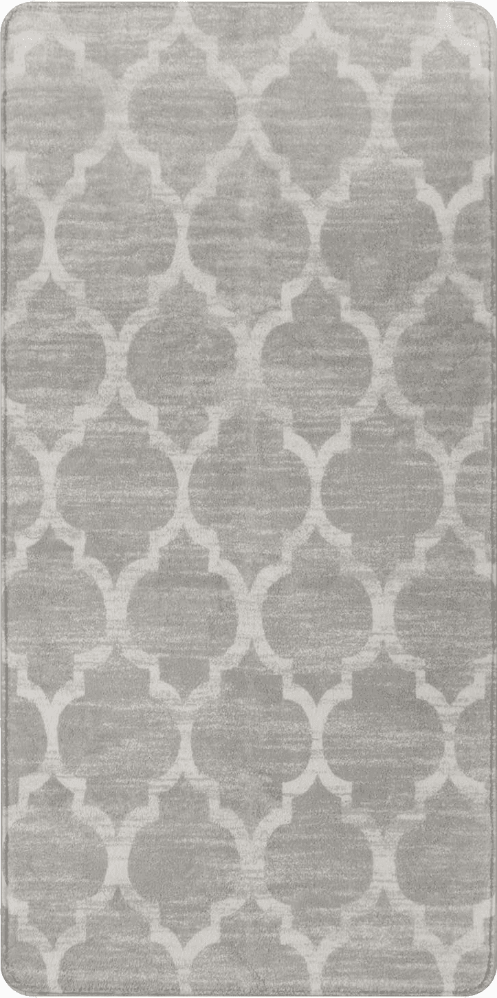 Grey Moroccan Non Slip Laundry Room, Bathroom, Kitchen, Bedroom Area Rug