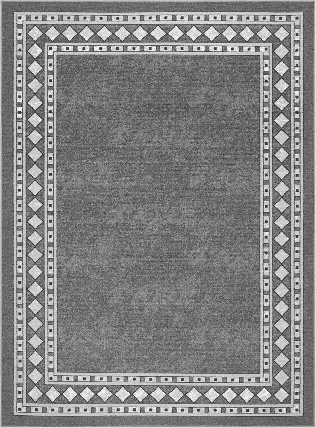 Grey Modern Non Slip Living Room Area Rug