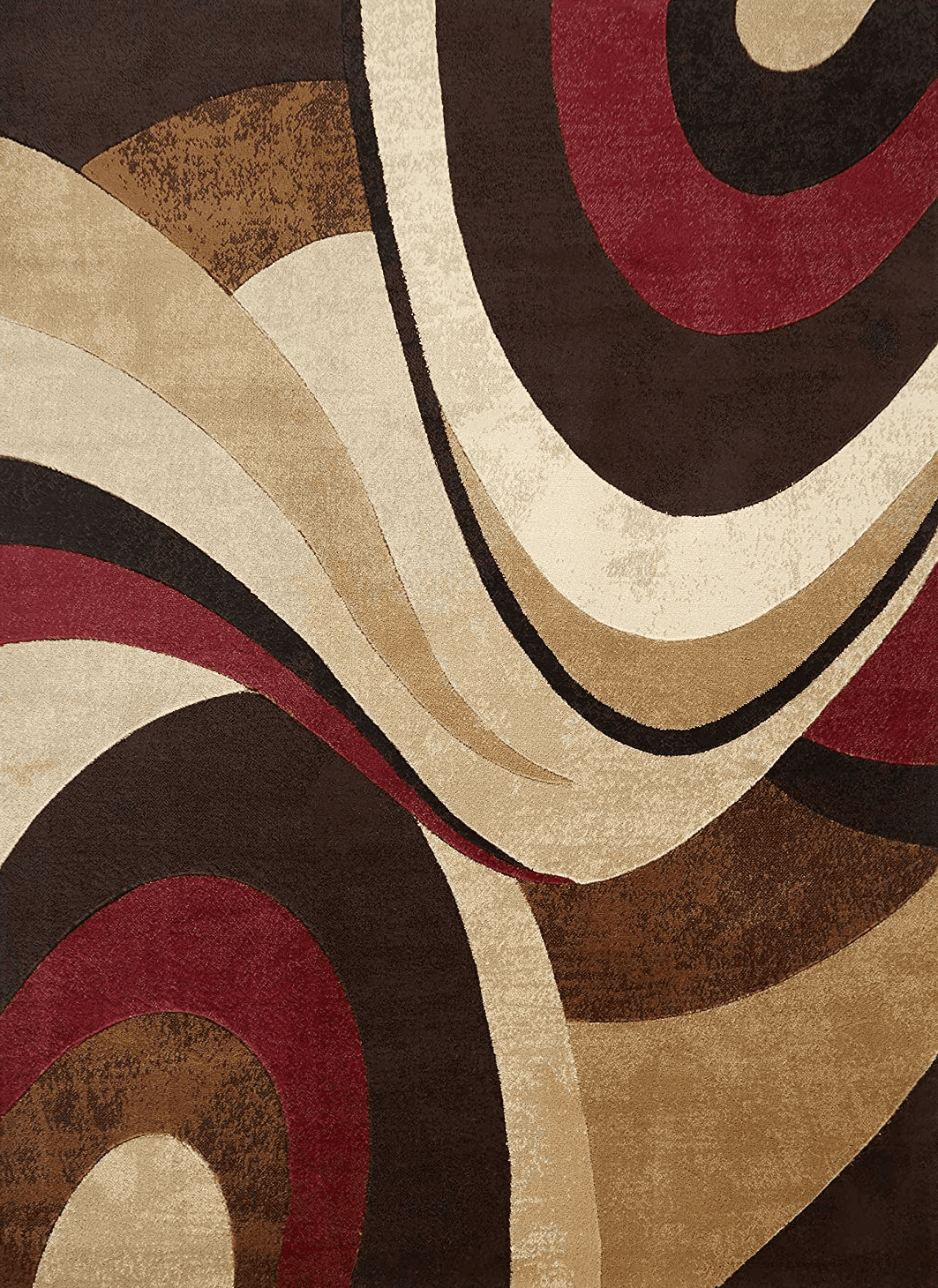 Brown/Red Contemporary Fade Resistant, Stain Resistant Bedroom, Living Room, Dining Room, Nursery Room Area Rug