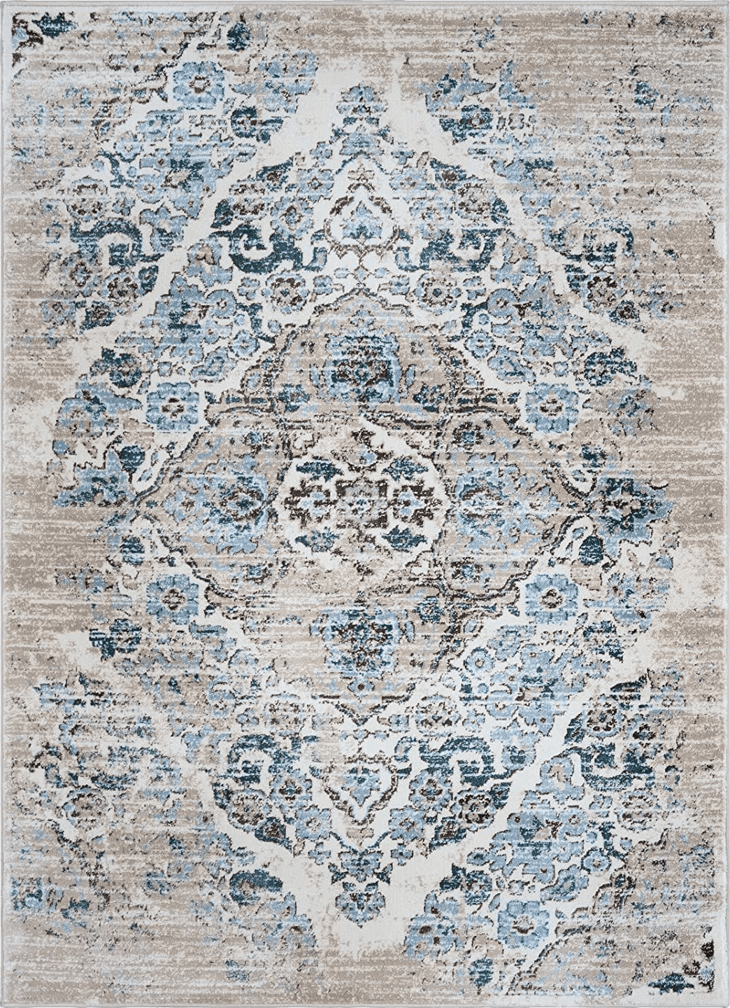 Area Blue 8x10 Cream Modern Stain Resistant, Durable, Fade Resistant Area Rug