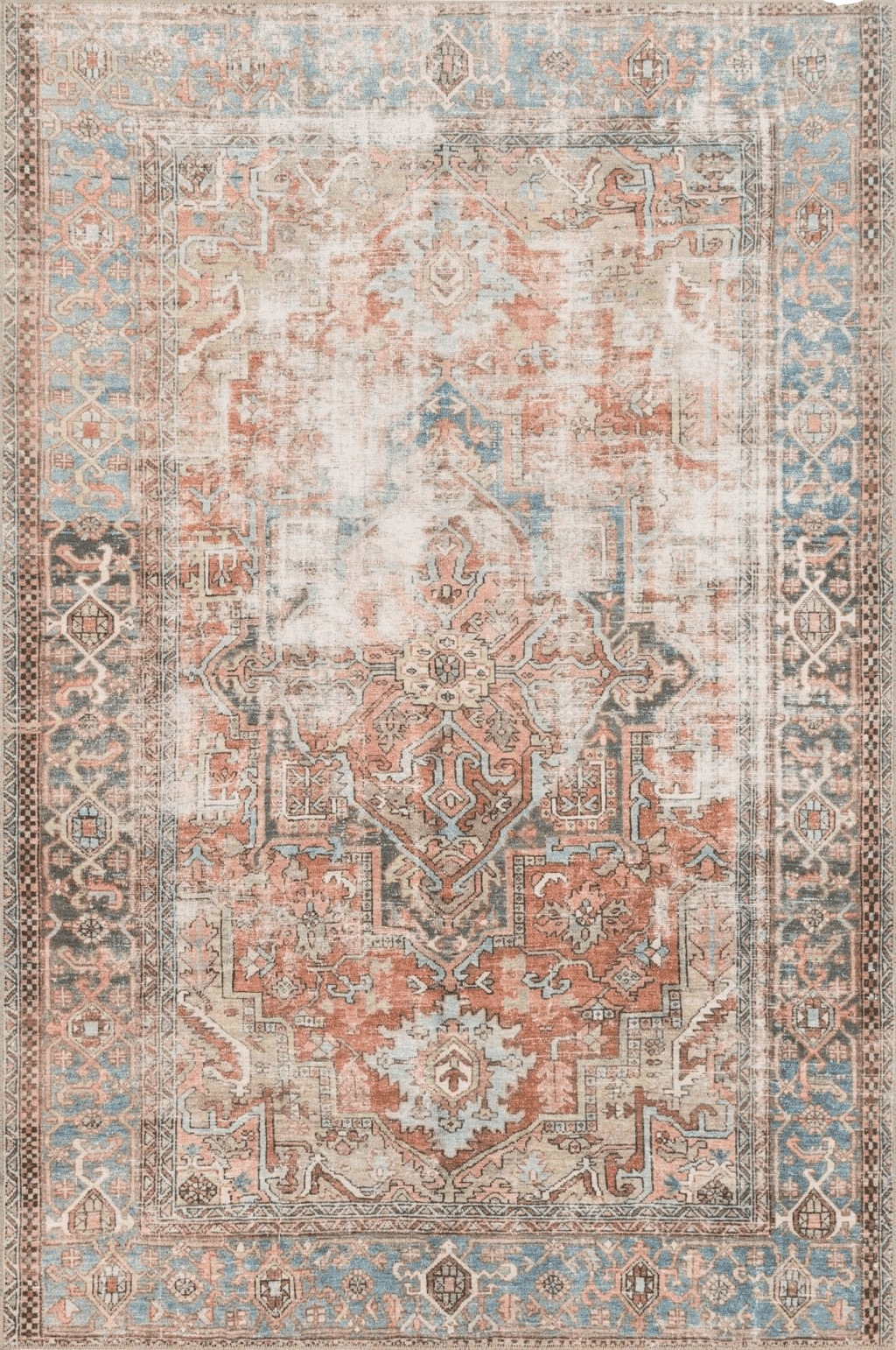 Loloi Rugs Loren 5' x 7'6" Hand Knotted Rug in Terracotta and Blue