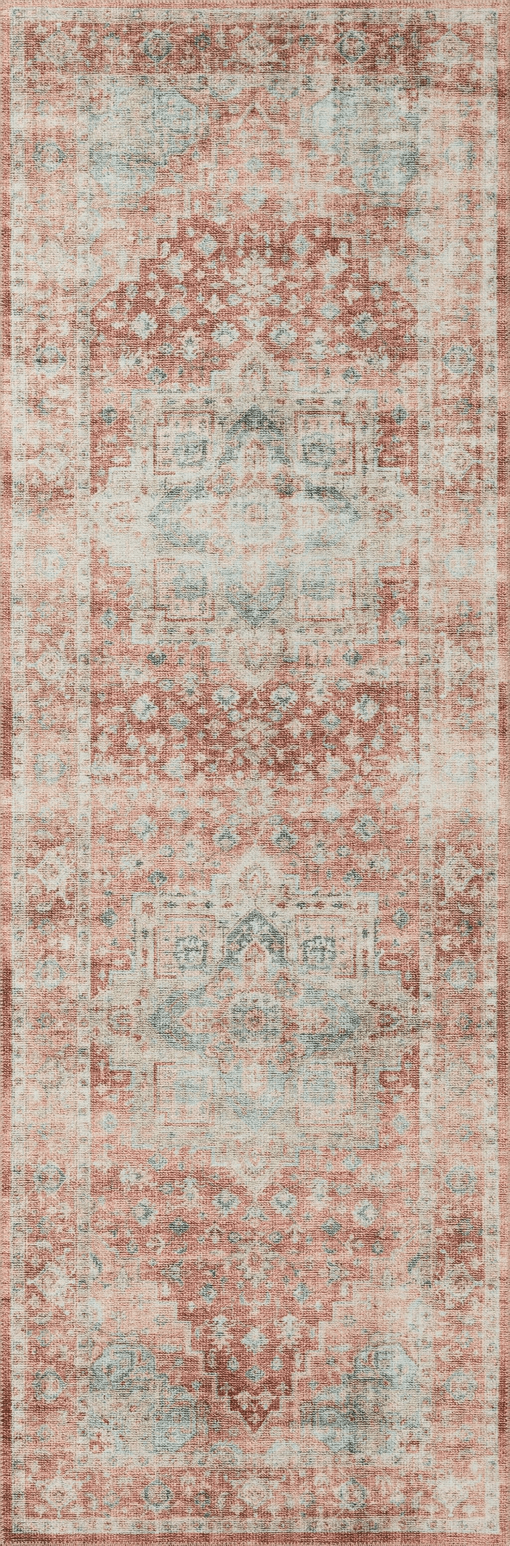 Checkered Kitchen Red Loloi II Heidi HEI-01 Terracotta Aqua Rug - 2 ft x 5 ft