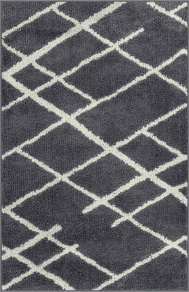 Mainstays Diamond Plush Contemporary Gray Shag Area Rug, 3'x4'8