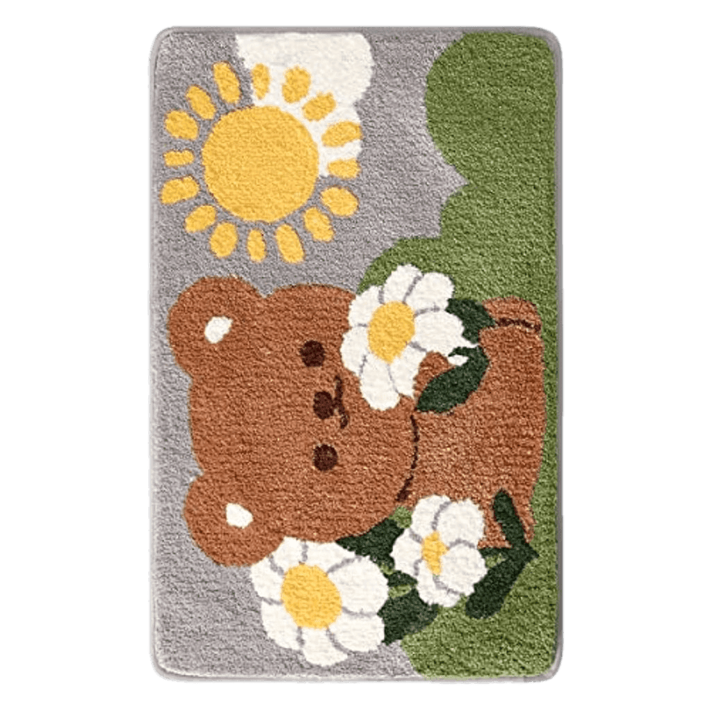 Molesun Bathroom Rug Cute Bear Bath Mat, Soft Shower Rug Plush Microfiber Funny Bath Rug Water Absorbent Thick Shaggy Floor Mats, Bathroom Rug for Kids Room, Bedroom, Kitchen (Bear, 15.7" x 23.6")