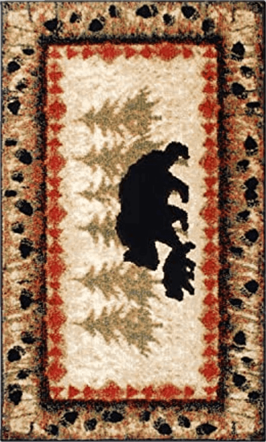 Bear Skin Masada Masada Rugs 2'x3' Cabin/Lodge Theme Area Rug with Bear and Cub Scene