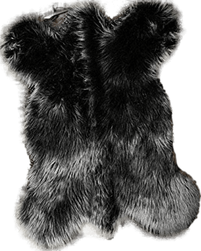 Bear Skin Faux Sheepskin Area Throw Rug Shaggy Shag Mini 18" x 24" Mountain Bear Skin Pelt White Faux Fur (Black Bear)