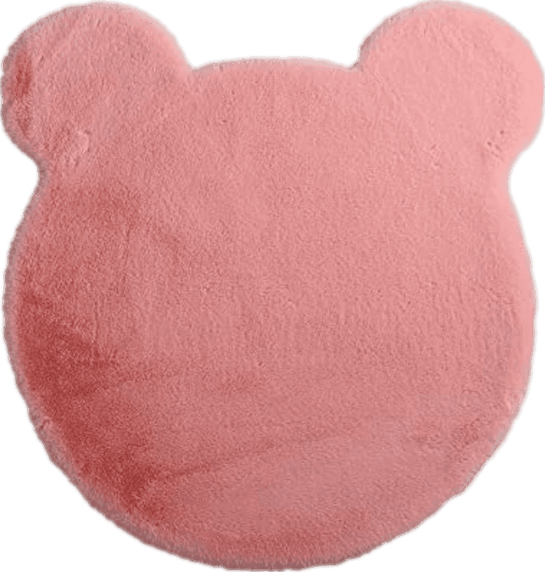 Faux fur TENNOLA Pink Round Rug 4ft,Bear Head Shaped Area Rugs Soft Fluffy Faux Rabbit Fur Rug Fuzzy Carpet for Nursery Kids Teen Girls Room Home Decor for Bedroom Aesthetic