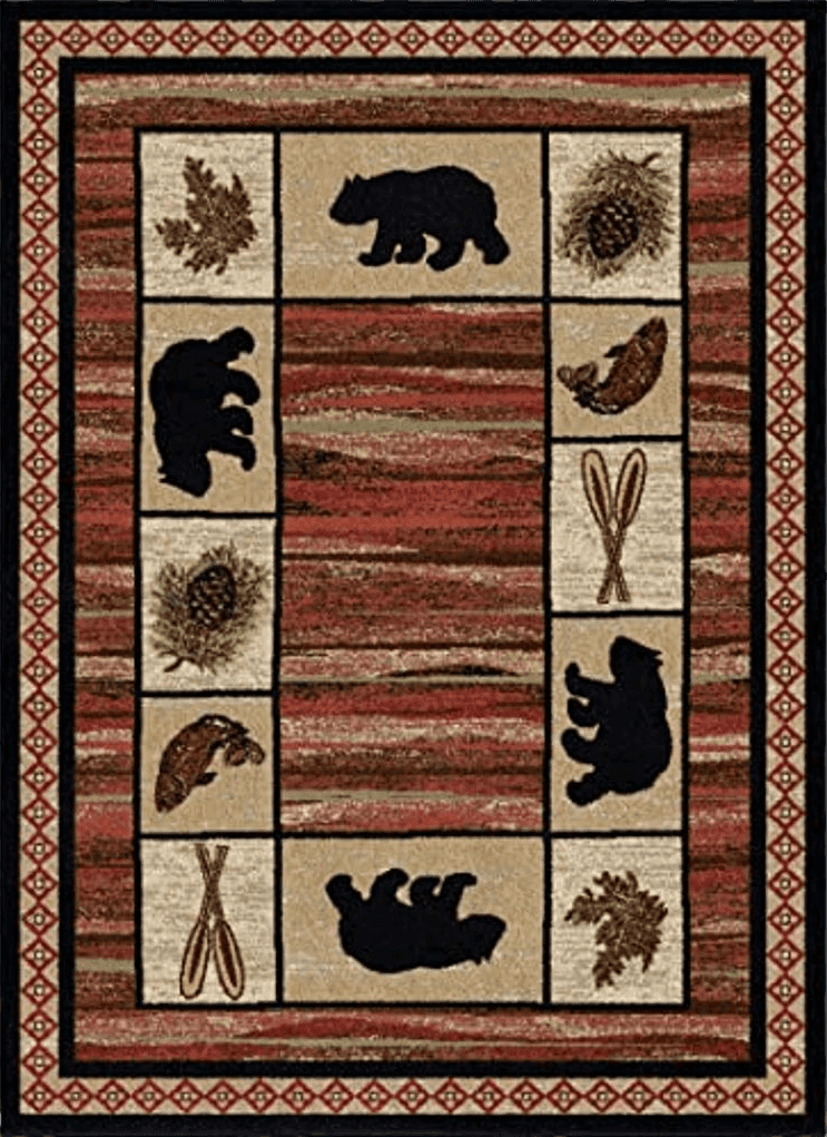 Rustic Lodge, Bear Cabin 2x3 Area Rug, 26"x39" Multi 7463