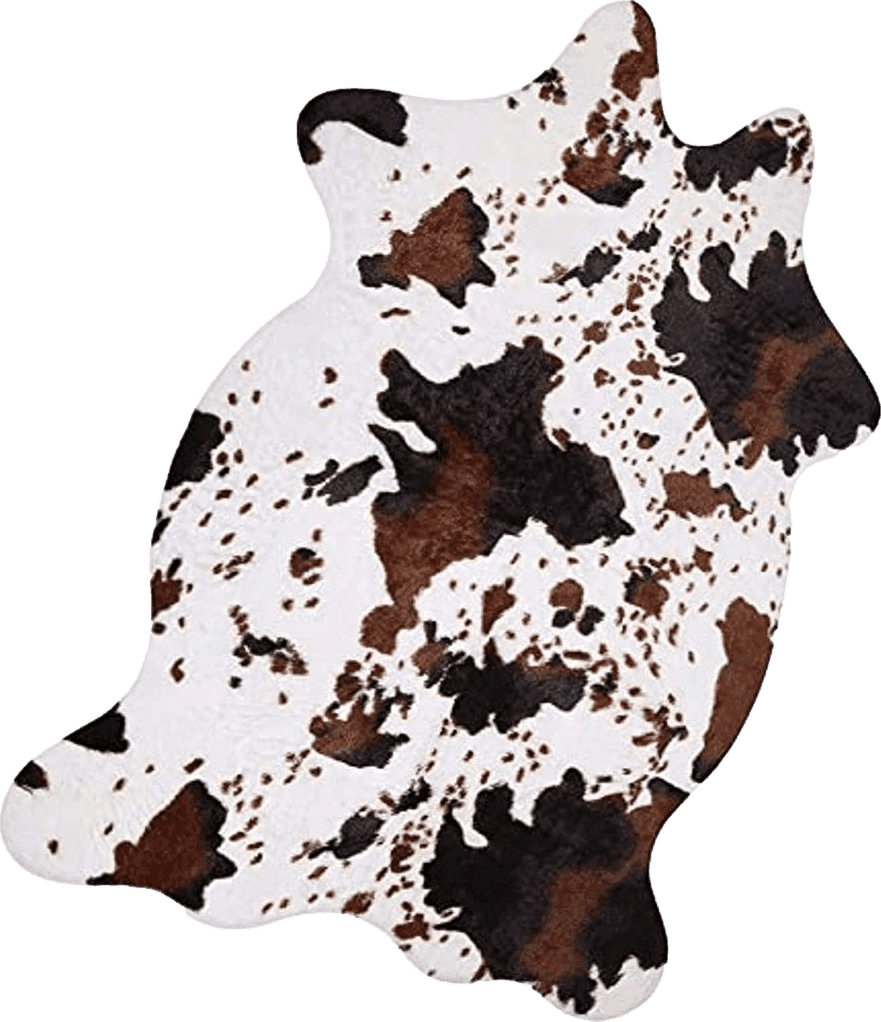 Faux fur MACEVIA Cowhide Rug Cute Cow Print Rug Western Decor for Living Room Bedroom Faux Animal Area Carpet Non-Slip 43.3" L x 29.5" W(3.6ft x 2.4ft)