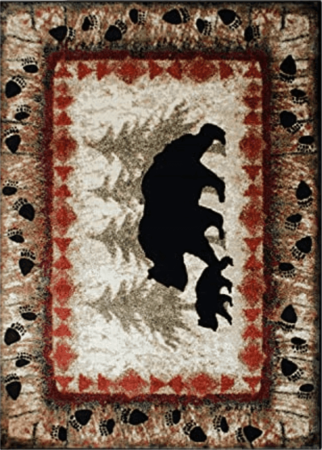 Bear Skin Masada Masada Rugs 5'x7' Cabin/Lodge Theme Area Rug with Bear and Cub Scene