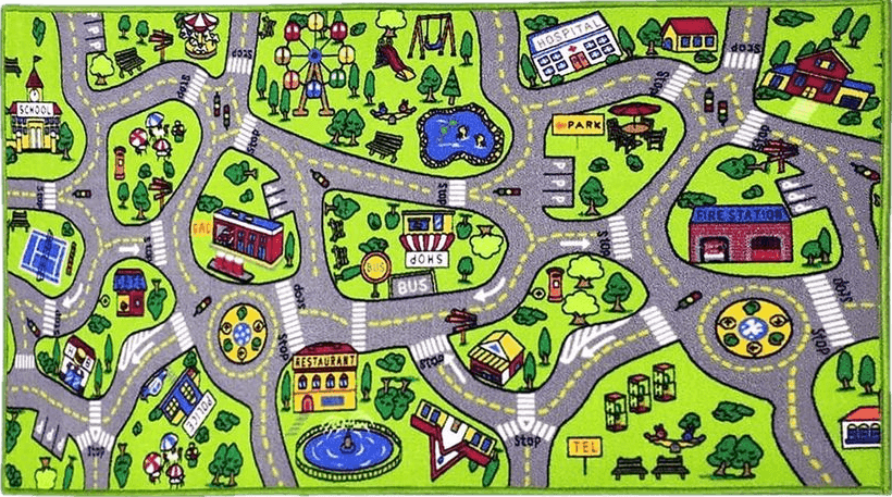 toyvelt Kids Carpet Playmat Car Rug – City Life Educational Road Traffic Carpet Multi Color Play Mat - Large 60” X 32” Best Kids Rugs for Playroom & Kid Bedroom – for Ages 3-12 Years Old