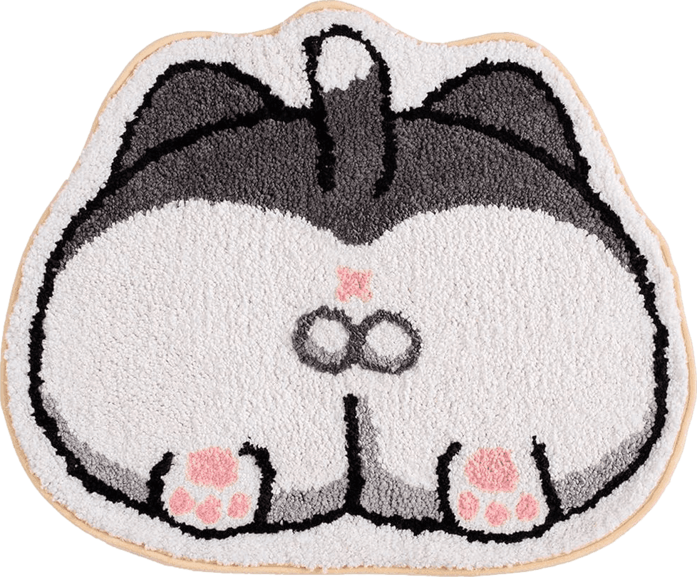 Grey All Rounds/Square Tyrafry Funny Bathroom Rug, Cartoon Bath Rug, Anti Slip Water Absorption Easy Care Bath Rug for Kitchen, Bathroom and Bedroom, 19.6 x 23.6 Inches, Cat