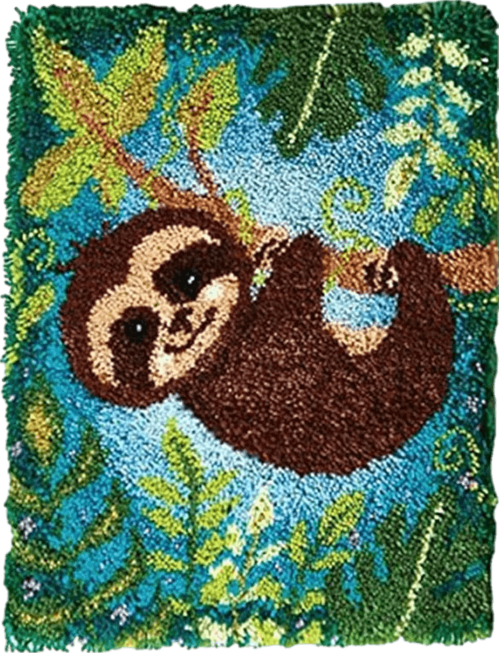 YOOLOOKY Latch Hook Rug Kits Printed Sloth Canvas DIY Rug Making Kits Home Decoration Needlework for Adults Kids 20.5" X 15"