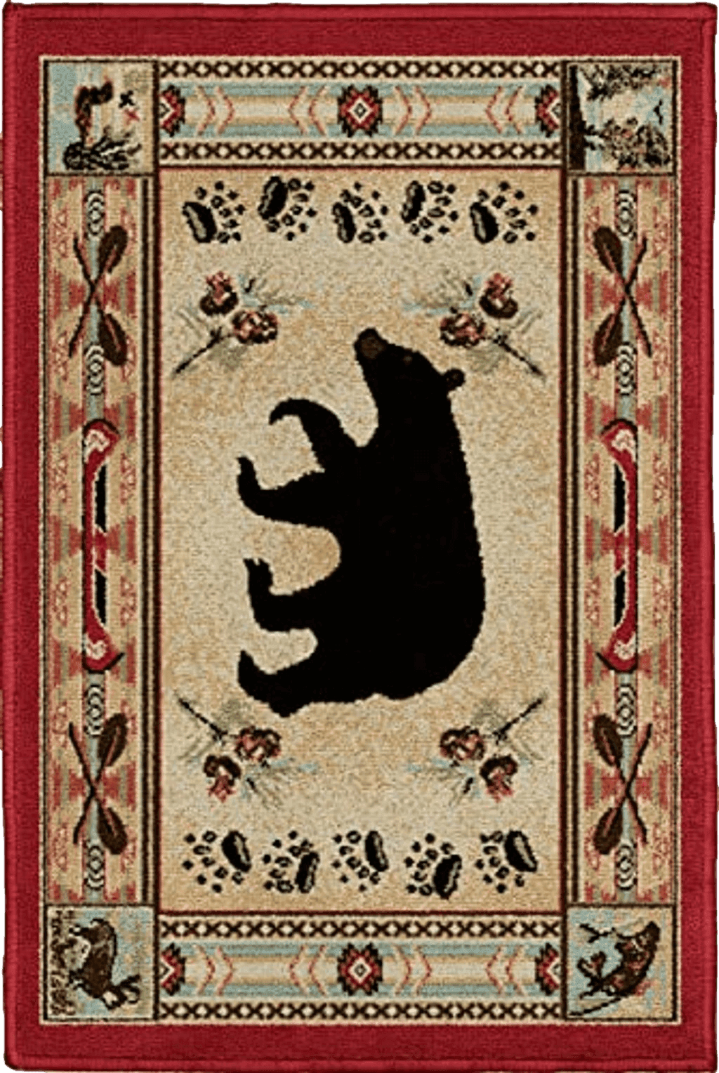 Rustic Lodge Bear Red 2x3 Area Rug, 2'2x3'3