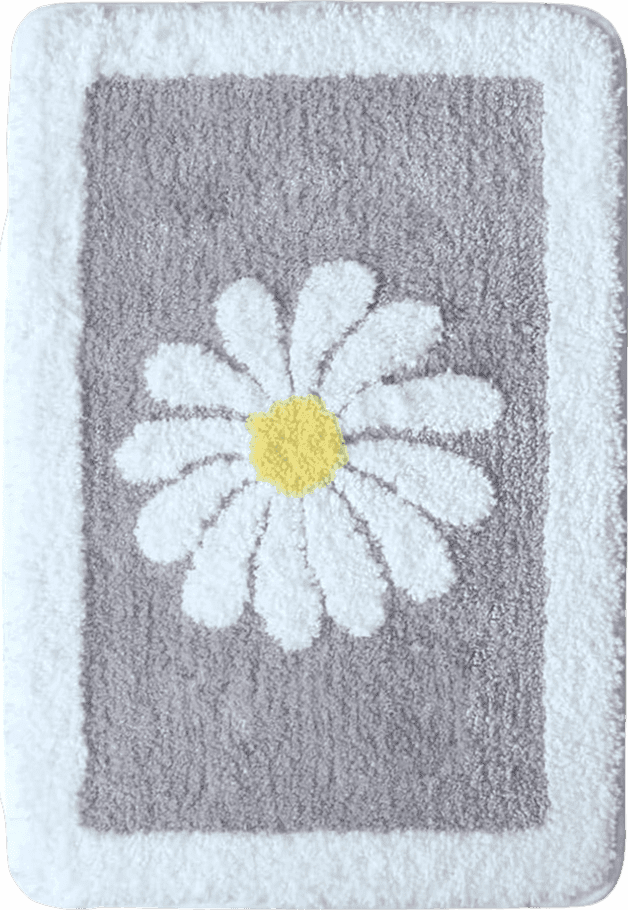 Flower Dorruger Rugs Mat, White Flower Bath Rugs Fluffy Soft Superfine Fiber Rugs Non Slip Bath Mat Machine Wash Plush Bathroom Rug for Bathroom Shower Room (16"×24", Gray)