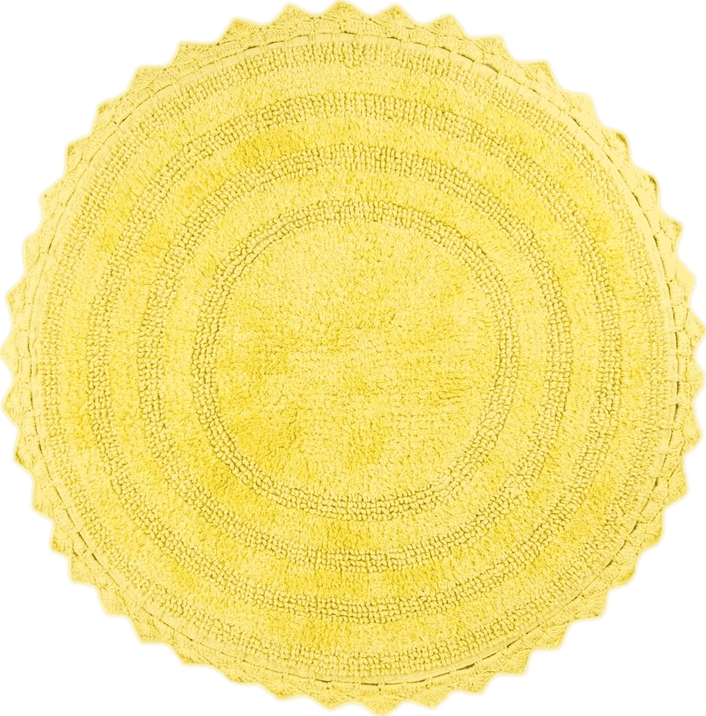 Yellow DII Crochet Collection Reversible Bath Mat, Round, 27.5" Diameter, Yellow