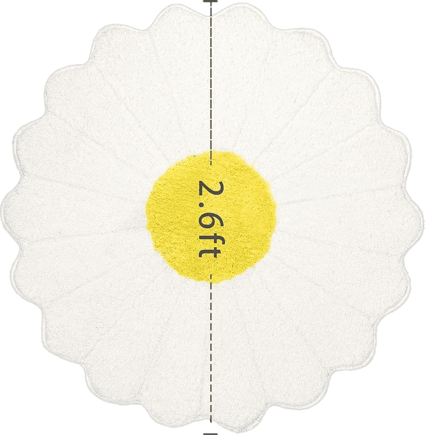 Fluffy White NOTASA Kids Rug Small Rugs for Bedroom Flower Round Area Rug Cute Daisy Floral White and Yellow Boho Bath Mat Non-Slip Carpet for Bathroom Nursery Aesthetic Indoor Doormat Home Decor,Diameter 2.6ft