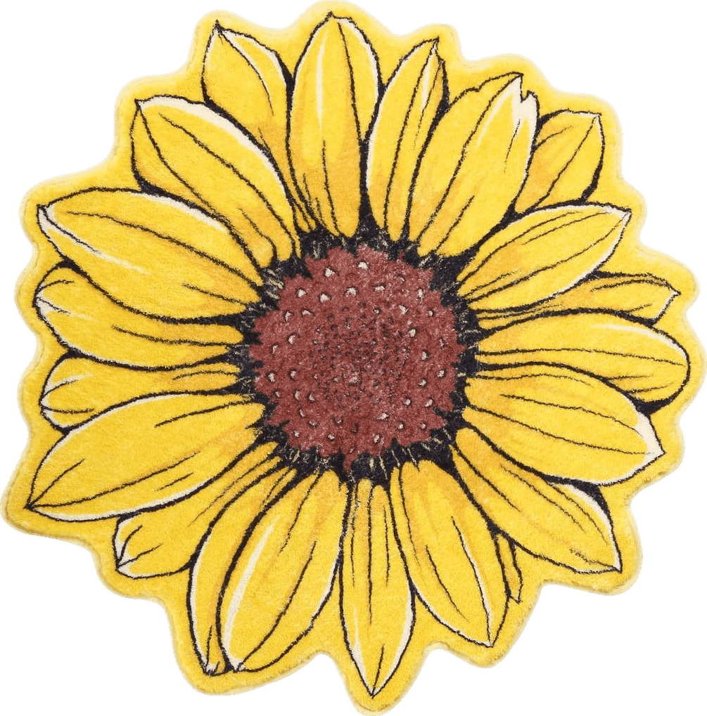 GOLLEY Flower Bathroom Rug -3'x3'，Non-Slip, Washable & Soft Low-Pile Area Rug,Decorative Floral for Bedroom Floor Rugs and Kitchen Rug, Yellow