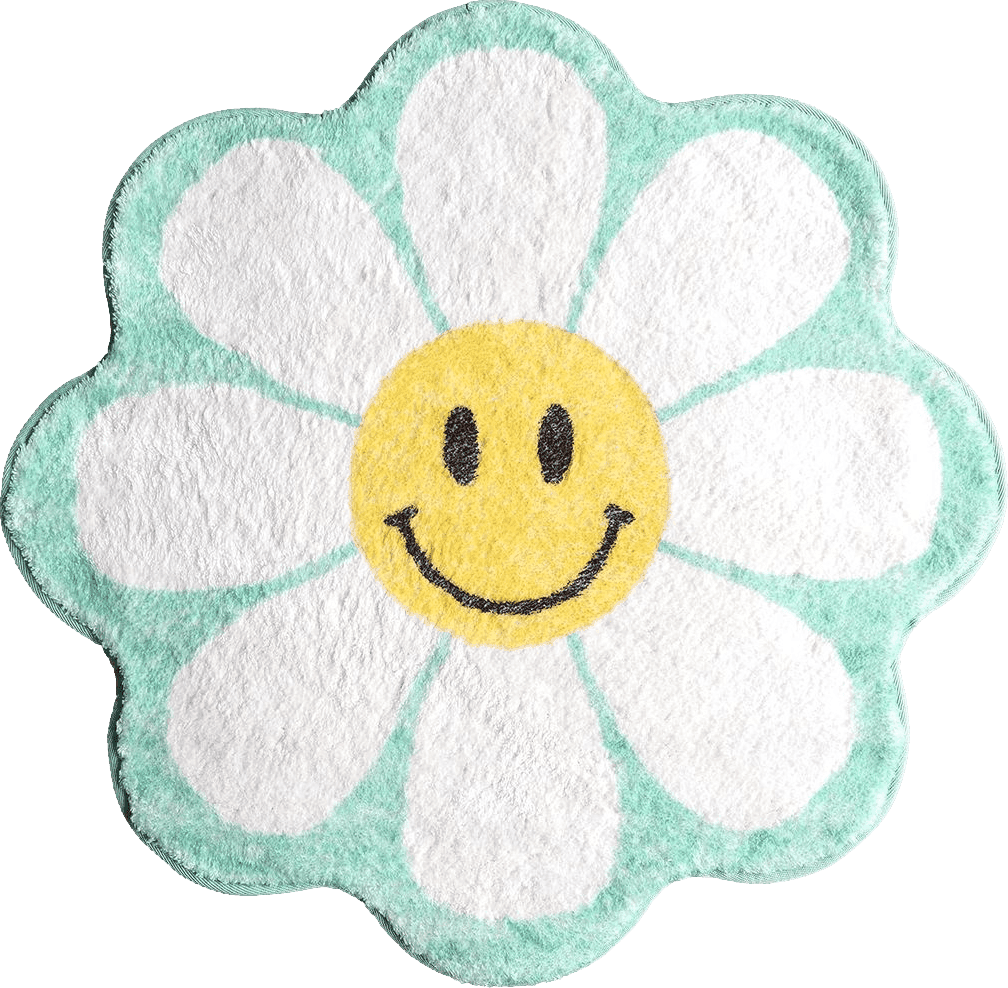 Bathroom All Rounds/Square Evovee Green Flower Bath Mat Smiley Face Sunflower Funny Novelty Cute Bathroom Rugs Mint Aqua Teal Turquoise Rug Shower Funny Bathroom Decor Fun Cute Bath Mat Non-Slip Washable