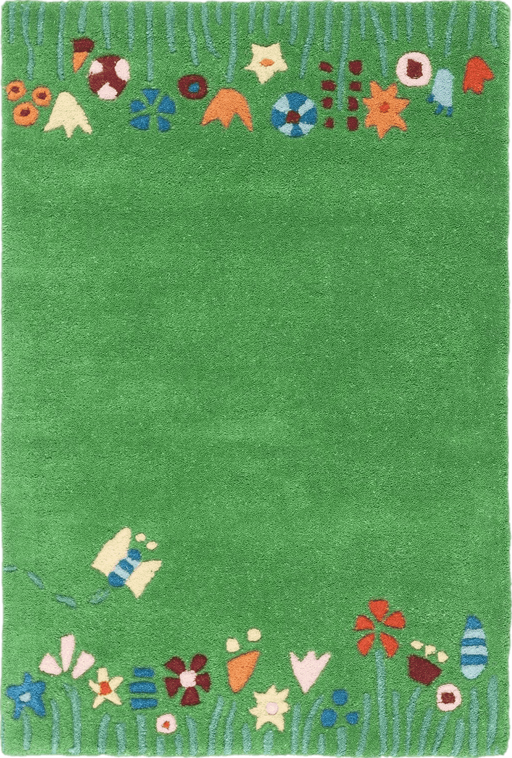 SAFAVIEH Kids Collection Area Rug - 4' Round, Green & Multi, Handmade Grass and Flowers Wool, Ideal for High Traffic Areas in Living Room, Bedroom (SFK751A)