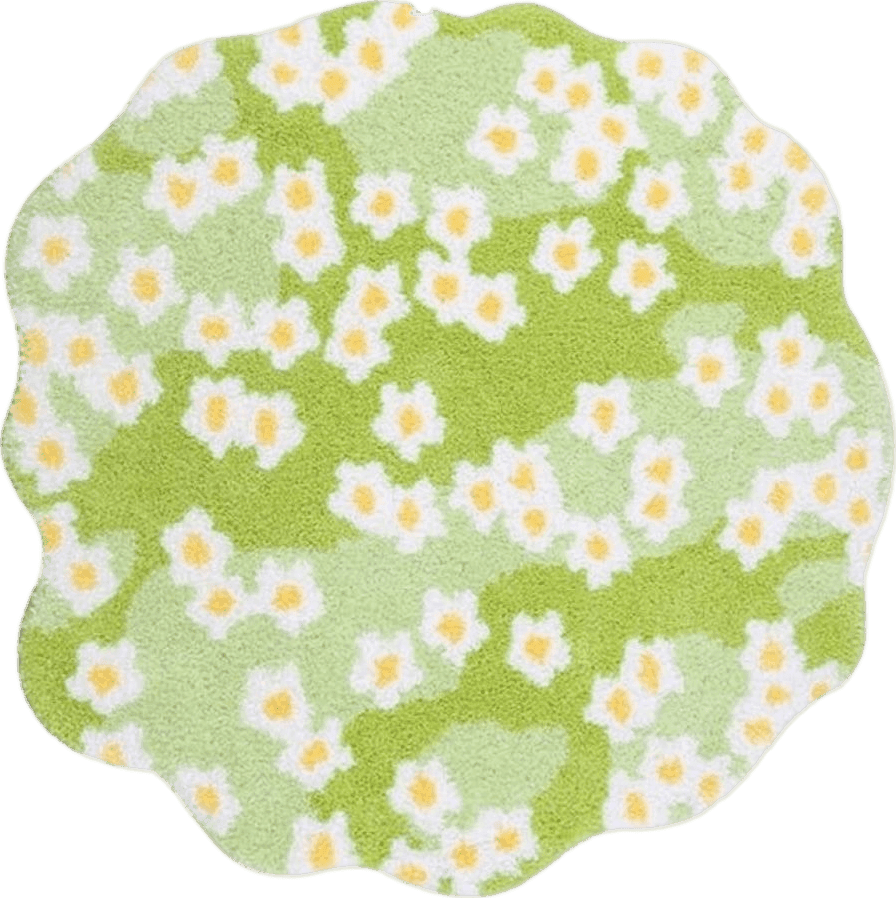 KOYPEM Flower Rug 40Inch Moss Rug Retro Rug Irregular Shaped Rug Cute Rugs for Bedroom Flower Shaped Bathroom Rugs Non-Slip Microfiber Shower Bath Rug