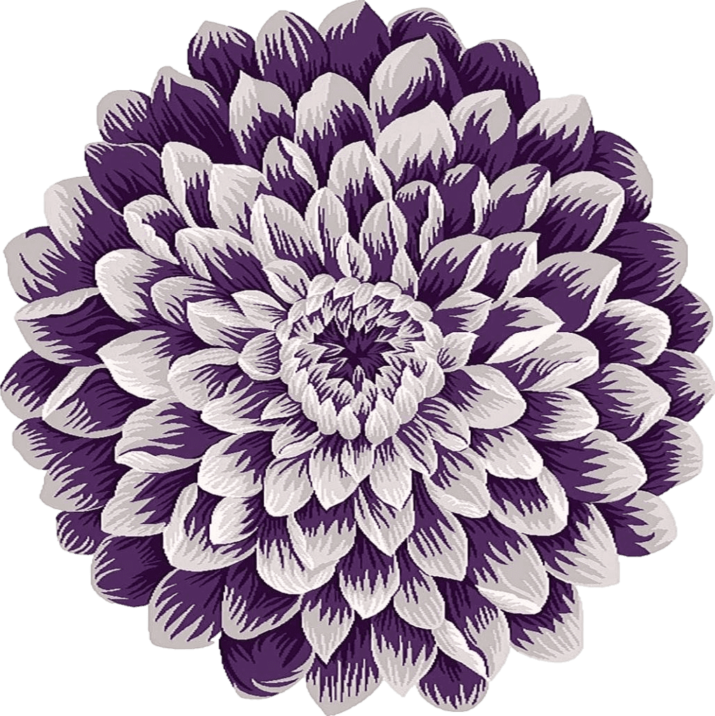 PLANET RUGS Flowers 3D Effect Hand Carved Thick Artistic Floral Flower Rose Botanical Shape Area Rug Design 303 Purple 2'7''x2'7'' Round