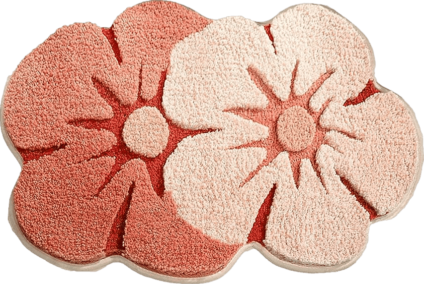 Flower Bath Mat, Cute Flower Bathroom Rugs with Soft Thickened Microfiber, Absorbent Quick Dry Non Slip Bathtub Floor Mat, Machine Washable Plush Shaggy Decor Mat for Bedroom Shower Doorway 18x28 Inch (Pink)