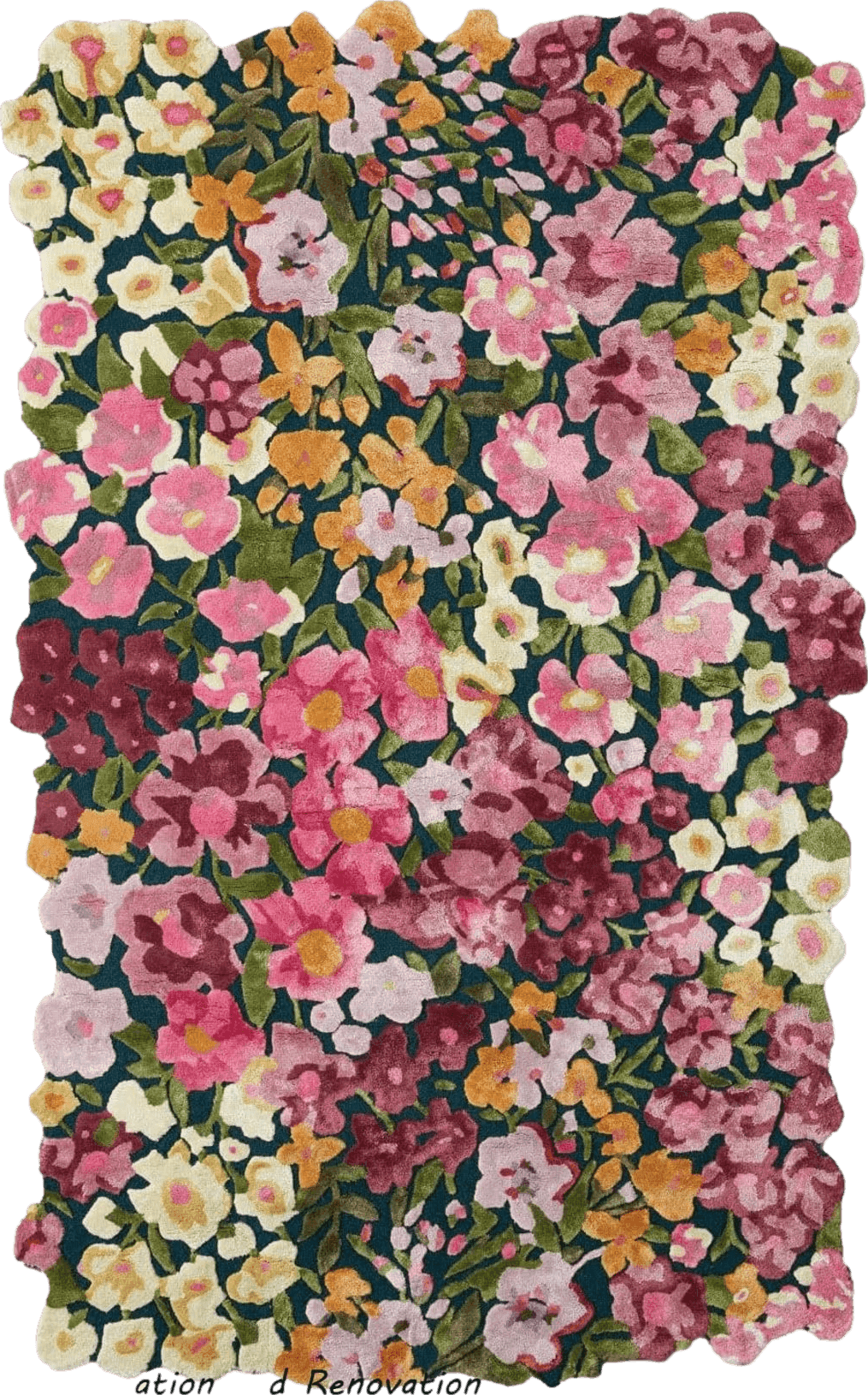 Restoration and Renovation Handmade Colorful Flower Silk & Wool Area Rug | Spring Garden Overflows The Frame | Unique Irregular Shape Hand-Tufted Floral Rug Perfect for Home Decor (8x10 Feet)