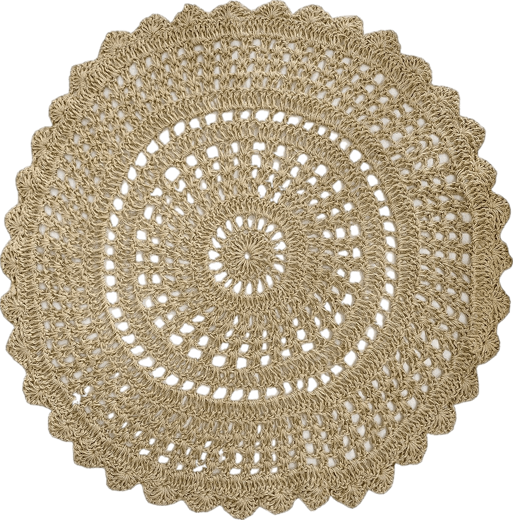 Jute Hausattire Jute Crochet Hand Woven Rug - 3' Round Natural, Handmade Anti-Slip Accent Rugs for Living Room, Kitchen, Bedroom - 3 Feet Round