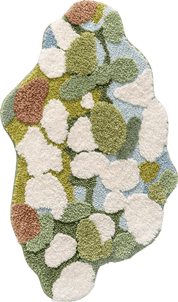 Fluffy Green Moss Rug for Living Room Abstract 3D Mountains River Flowers Grass Moss Rug for Bedroom Aesthetic Decor, Indoor Floor Plush Shaggy Bedside Area Rug (Garden-B,24x36in)