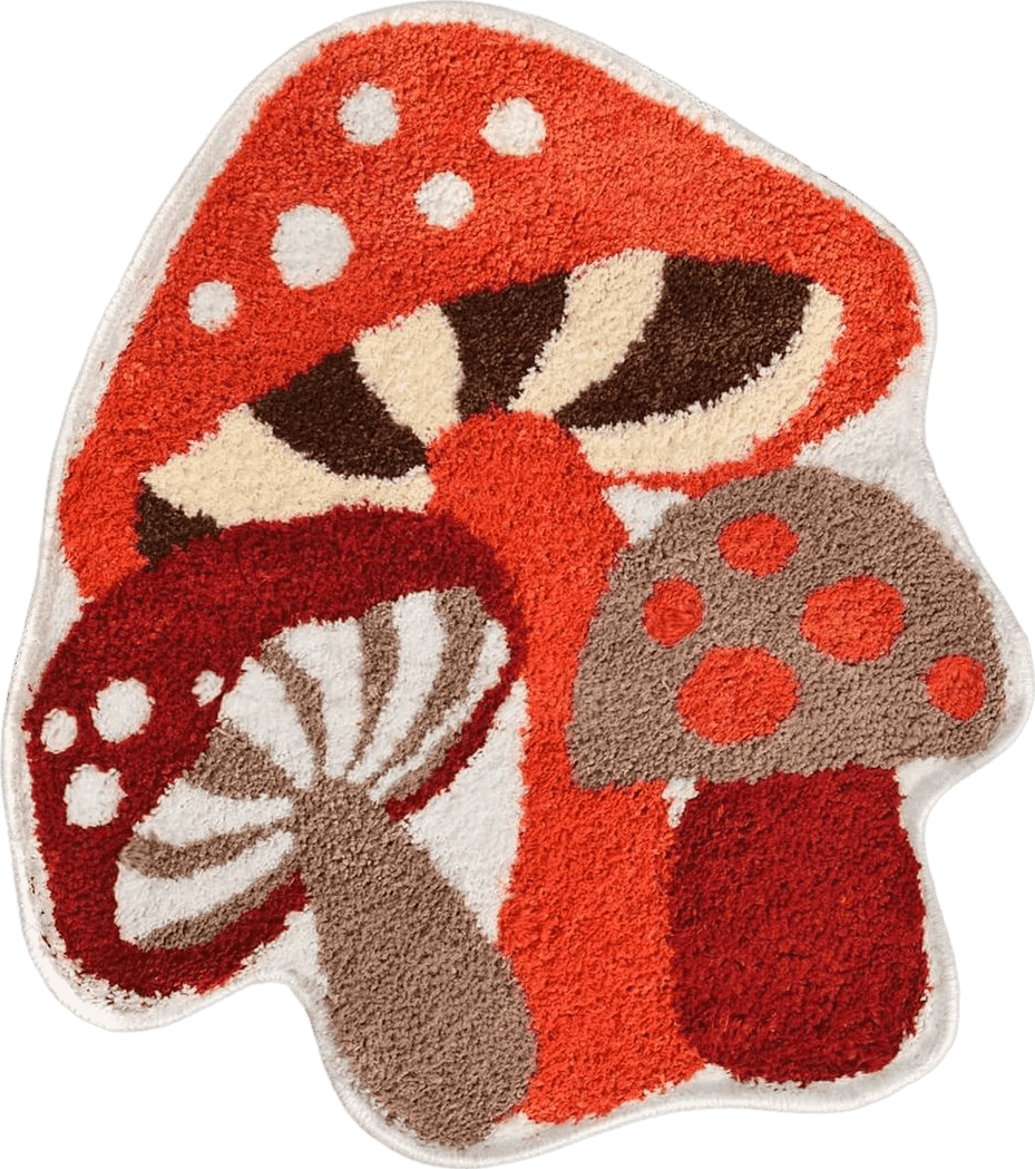 TRUEDAYS Rugs Cute Bath Mat Non Slip Red Mushroom Rug for Women Kids and Girls Strong Absorbent Ultra Soft Washable Rug for Tub Shower and Bathroom