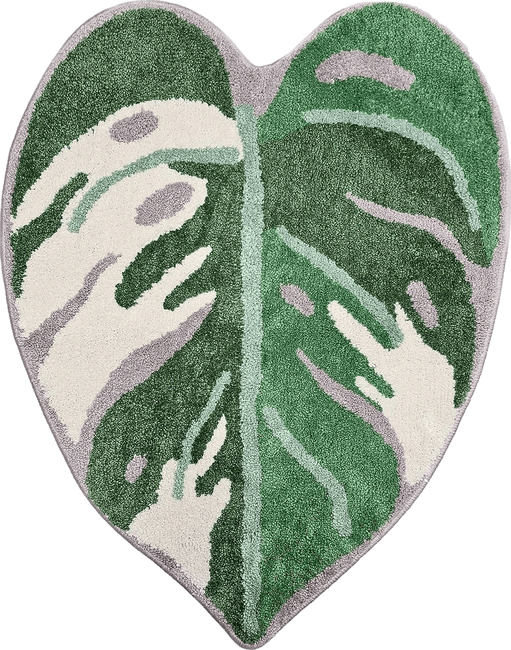 AKUJI Variegated Monstera 33.5" X 26" Non Slip Absorbent Tufted Leaf Rug - Plant Rugs for Bathroom, Baby Kids Room, Classroom, or Kitchen | Machine Washable Nature Bathmat or Home Decor Accessories