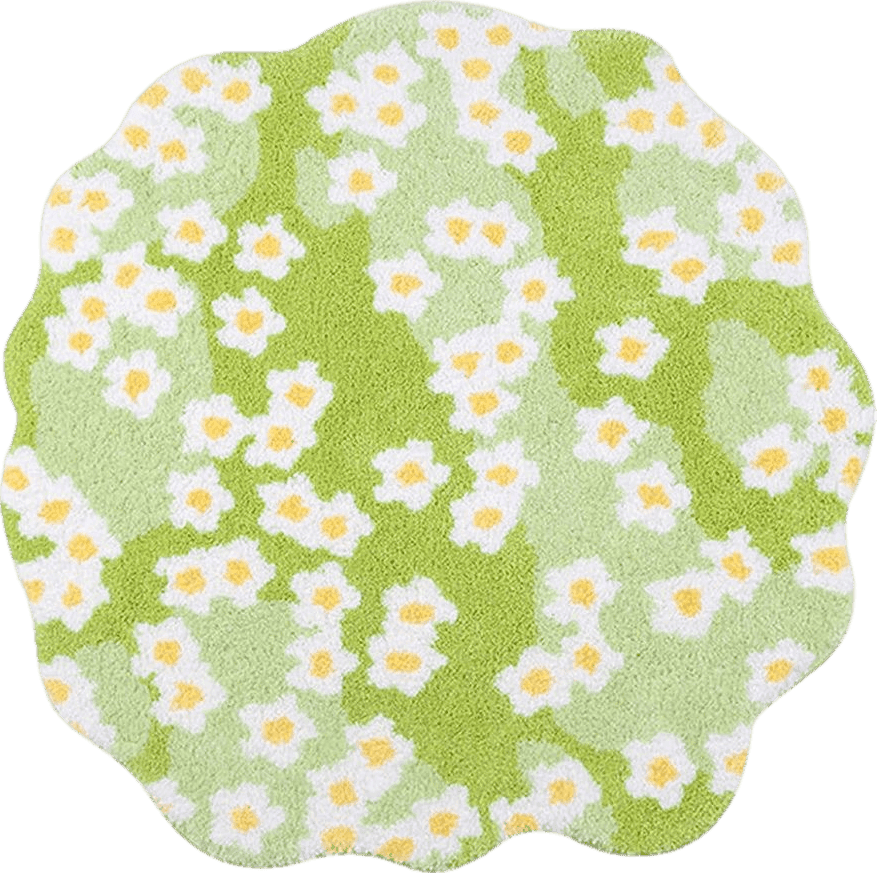 HEEGIN The Flowers of Moss Turfting Rugs,3D Flower Shaped Rug Irregular Shaped Rug，40in Flower Rug Shower Cute Bathroom Rug, Cute Rugs for Bedroom Super Absorbent Bath Mat Rug Decorative (Green)