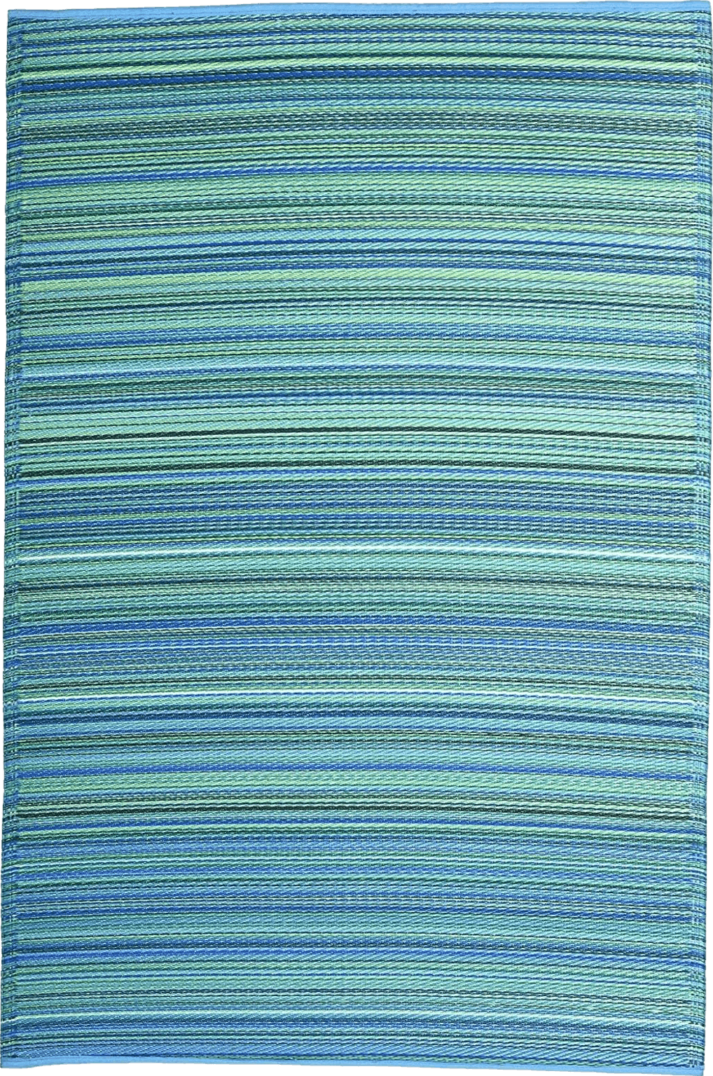 Moss Fab Habitat Outdoor Rug - Waterproof, Fade Resistant, Crease-Free - Premium Recycled Plastic - Striped - Patio, Deck, Porch, Balcony, Laundry Room - Cancun - Turquoise & Moss Green - 4 x 6 ft