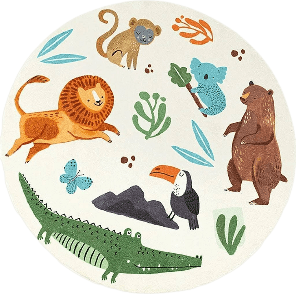 LIULA Round Rug,Cute Animals Large Non Slip Super Soft Plush Area Rug for Kids ...