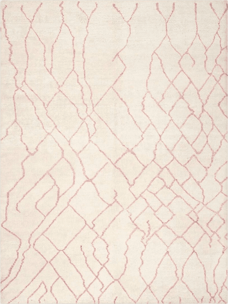 Purtell Abstract Hand Knotted Ivory/Pink Area Rug Foundstone Rug Size: Rectangle ...